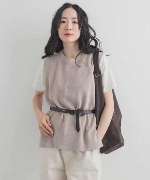 URBAN RESEARCH DOORS（アーバンリサーチドアーズ）の「リネンコットンKNITベスト（ベスト・レディース・ベージュ/ネイビー・FREE）」の7枚目の写真