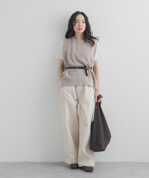 URBAN RESEARCH DOORS（アーバンリサーチドアーズ）の「リネンコットンKNITベスト（ベスト・レディース・ベージュ/ネイビー・FREE）」の9枚目の写真