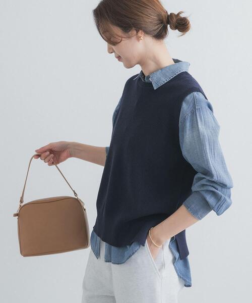 URBAN RESEARCH DOORS（アーバンリサーチドアーズ）の「リネンコットンKNITベスト（ベスト・レディース・ベージュ/ネイビー・FREE）」の12枚目の写真