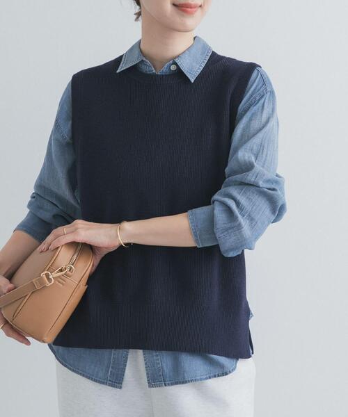 URBAN RESEARCH DOORS（アーバンリサーチドアーズ）の「リネンコットンKNITベスト（ベスト・レディース・ベージュ/ネイビー・FREE）」の15枚目の写真