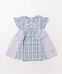 KP（ケーピー）の「先染チェック×ドビー織プリント ワンピース（ワンピース）」