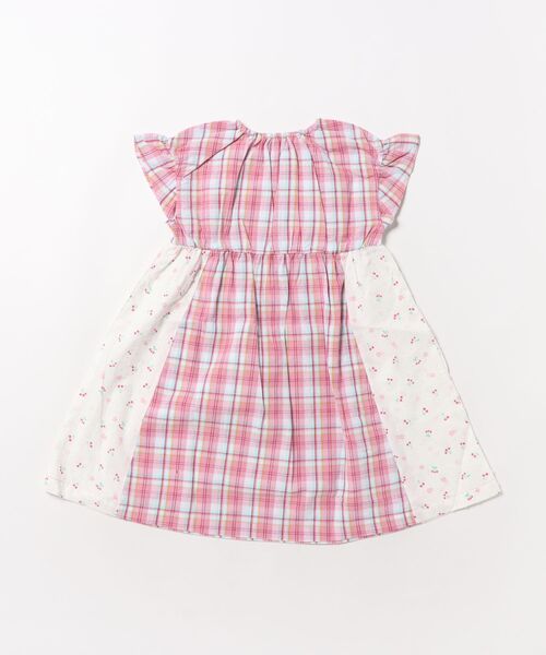 KP（ケーピー）の「先染チェック×ドビー織プリント ワンピース（ワンピース・キッズ・ピンク・90cm/100cm/120cm/130cm/140cm）」の2枚目の写真