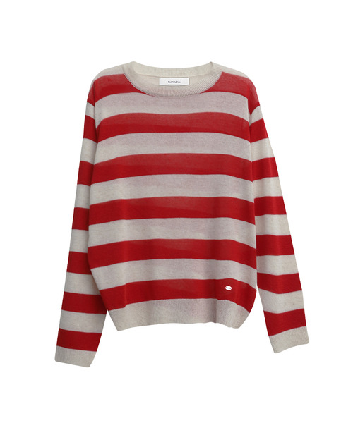 SLOWLOLLI（スローローリ）の「Stripe round-neck knit_4 Colors（ニット/セーター・レディース・パープル/レッド/ブルー/グリーン・FREE）」の4枚目の写真