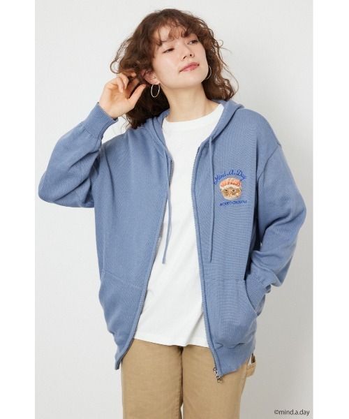 RODEO CROWNS WIDE BOWL(ロデオクラウンズワイドボウル)の「(MIND.A.DAY)ワンポイントニットフーディー(パーカー・レディース・ブラック/ライトブルー/オフホワイト・FREE)」の6枚目の写真