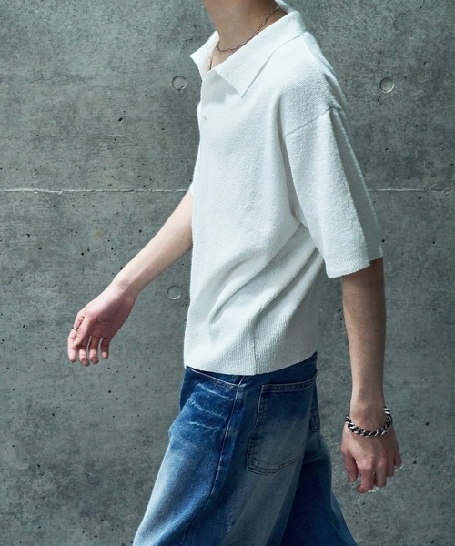 LANDNESS（ランドネス）の「【LANDNESS/ランドネス】DRY BOUCLE SKIPPER KNIT POLO/ドライ ブークレ スキッパー ニットポロ（ポロシャツ・メンズ・ブルーグレー/ブラック/レッド/ホワイト・L/M）」の13枚目の写真