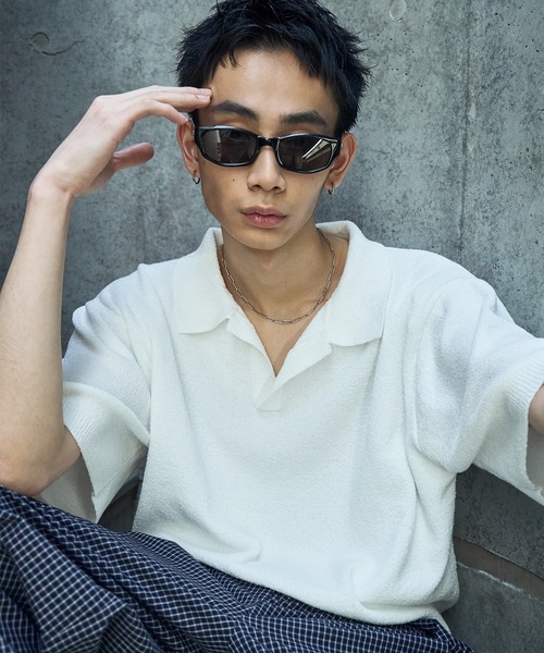 LANDNESS（ランドネス）の「【LANDNESS/ランドネス】DRY BOUCLE SKIPPER KNIT POLO/ドライ ブークレ スキッパー ニットポロ（ポロシャツ・メンズ・ブルーグレー/ブラック/レッド/ホワイト・L/M）」の6枚目の写真