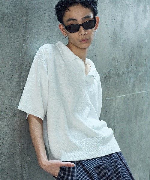 LANDNESS（ランドネス）の「【LANDNESS/ランドネス】DRY BOUCLE SKIPPER KNIT POLO/ドライ ブークレ スキッパー ニットポロ（ポロシャツ・メンズ・ブルーグレー/ブラック/レッド/ホワイト・L/M）」の5枚目の写真