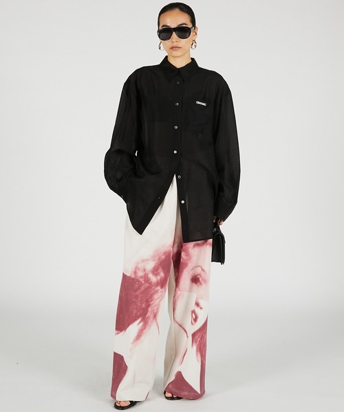 PRANK PROJECT(プランクプロジェクト)の「【2026Summer Pre-Order】シルクブレンドシアーオーバーシャツ / Silk Blend Sheer Over Shirt(シャツ/ブラウス・レディース・ホワイト/ブラック・FREE)」の5枚目の写真