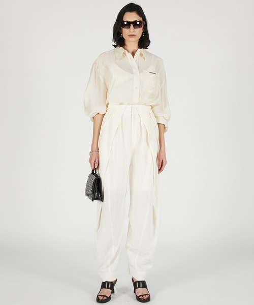 PRANK PROJECT(プランクプロジェクト)の「【2026Summer Pre-Order】シルクブレンドシアーオーバーシャツ / Silk Blend Sheer Over Shirt(シャツ/ブラウス・レディース・ホワイト/ブラック・FREE)」の7枚目の写真