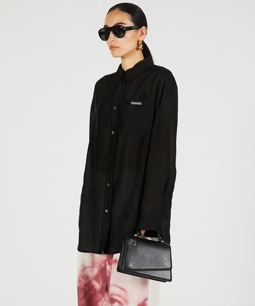 PRANK PROJECT(プランクプロジェクト)の「【2026Summer Pre-Order】シルクブレンドシアーオーバーシャツ / Silk Blend Sheer Over Shirt(シャツ/ブラウス・レディース・ホワイト/ブラック・FREE)」の9枚目の写真