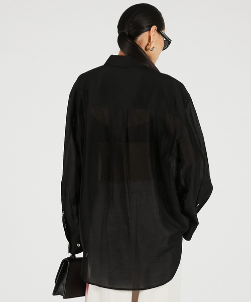 PRANK PROJECT(プランクプロジェクト)の「【2026Summer Pre-Order】シルクブレンドシアーオーバーシャツ / Silk Blend Sheer Over Shirt(シャツ/ブラウス・レディース・ホワイト/ブラック・FREE)」の10枚目の写真