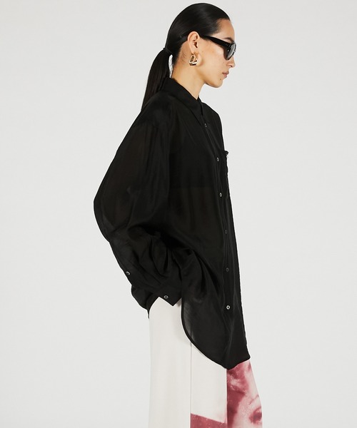 PRANK PROJECT(プランクプロジェクト)の「【2026Summer Pre-Order】シルクブレンドシアーオーバーシャツ / Silk Blend Sheer Over Shirt(シャツ/ブラウス・レディース・ホワイト/ブラック・FREE)」の11枚目の写真