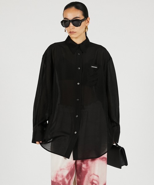 PRANK PROJECT(プランクプロジェクト)の「【2026Summer Pre-Order】シルクブレンドシアーオーバーシャツ / Silk Blend Sheer Over Shirt(シャツ/ブラウス・レディース・ホワイト/ブラック・FREE)」の8枚目の写真