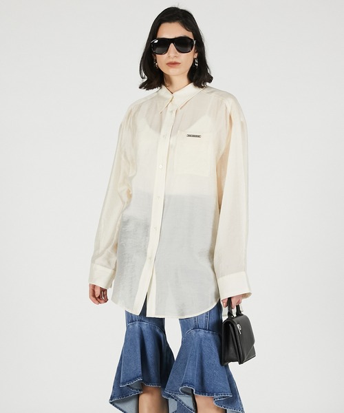 PRANK PROJECT(プランクプロジェクト)の「【2026Summer Pre-Order】シルクブレンドシアーオーバーシャツ / Silk Blend Sheer Over Shirt(シャツ/ブラウス・レディース・ホワイト/ブラック・FREE)」の12枚目の写真