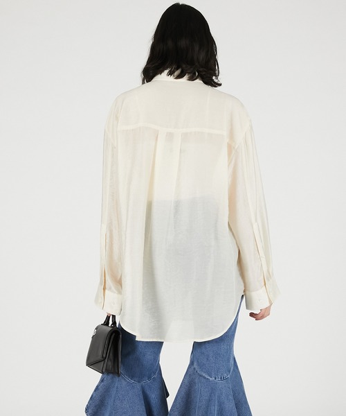 PRANK PROJECT(プランクプロジェクト)の「【2026Summer Pre-Order】シルクブレンドシアーオーバーシャツ / Silk Blend Sheer Over Shirt(シャツ/ブラウス・レディース・ホワイト/ブラック・FREE)」の3枚目の写真