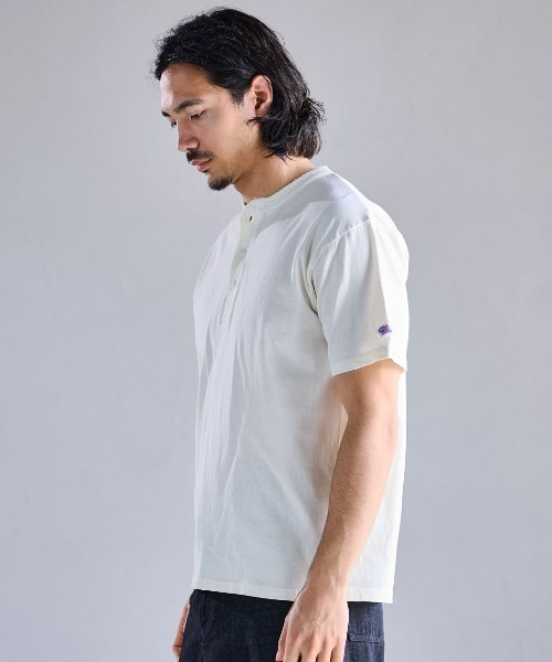 SILVER BULLET(シルバーバレット)の「『JEMORGAN LONG JOHNS/ジェーイーモーガンロングジョーンズ』ピグメント半袖ヘンリーネックTシャツ【+】(Tシャツ/カットソー・メンズ・パープル/グリーン/ブラック/オフホワイト・L/XL/M)」の6枚目の写真