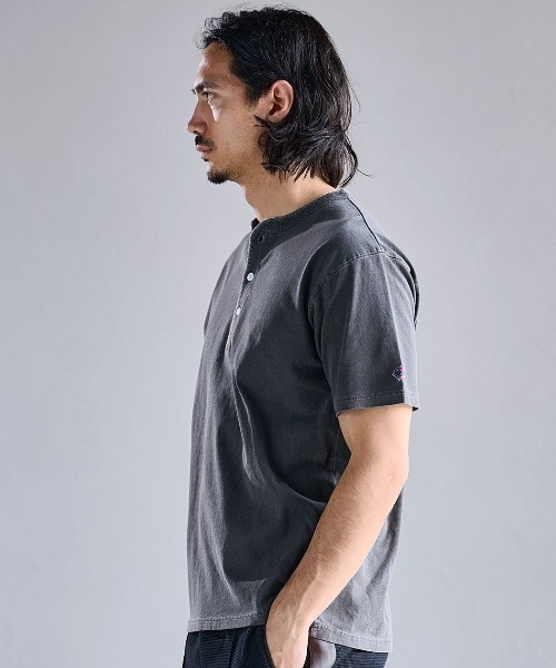 SILVER BULLET(シルバーバレット)の「『JEMORGAN LONG JOHNS/ジェーイーモーガンロングジョーンズ』ピグメント半袖ヘンリーネックTシャツ【+】(Tシャツ/カットソー・メンズ・パープル/グリーン/ブラック/オフホワイト・L/XL/M)」の9枚目の写真