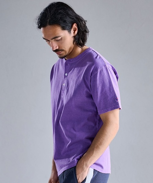 SILVER BULLET(シルバーバレット)の「『JEMORGAN LONG JOHNS/ジェーイーモーガンロングジョーンズ』ピグメント半袖ヘンリーネックTシャツ【+】(Tシャツ/カットソー・メンズ・パープル/グリーン/ブラック/オフホワイト・L/XL/M)」の15枚目の写真