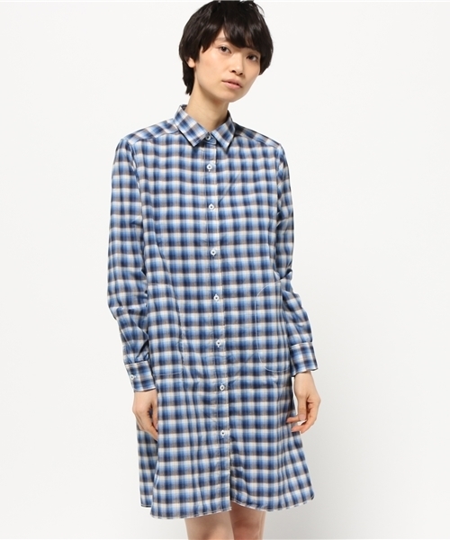 MARMOT(マーモット)の「ウイメンズパナマチェックワンピースシャツ(WS PANAMA CHECK ONE-PIECE SHIRT)(シャツワンピース・レディース・グリーン/ダークブルー/イエロー/オレンジ・SMALL/LARGE/MEDIUM)」の2枚目の写真
