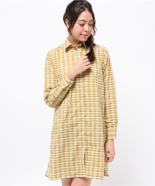 MARMOT(マーモット)の「ウイメンズパナマチェックワンピースシャツ(WS PANAMA CHECK ONE-PIECE SHIRT)(シャツワンピース・レディース・グリーン/ダークブルー/イエロー/オレンジ・SMALL/LARGE/MEDIUM)」の3枚目の写真