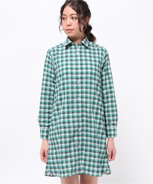 MARMOT(マーモット)の「ウイメンズパナマチェックワンピースシャツ(WS PANAMA CHECK ONE-PIECE SHIRT)(シャツワンピース・レディース・グリーン/ダークブルー/イエロー/オレンジ・SMALL/LARGE/MEDIUM)」の5枚目の写真