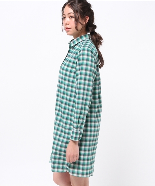 MARMOT(マーモット)の「ウイメンズパナマチェックワンピースシャツ(WS PANAMA CHECK ONE-PIECE SHIRT)(シャツワンピース・レディース・グリーン/ダークブルー/イエロー/オレンジ・SMALL/LARGE/MEDIUM)」の6枚目の写真