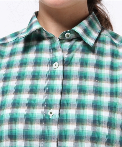 MARMOT(マーモット)の「ウイメンズパナマチェックワンピースシャツ(WS PANAMA CHECK ONE-PIECE SHIRT)(シャツワンピース・レディース・グリーン/ダークブルー/イエロー/オレンジ・SMALL/LARGE/MEDIUM)」の9枚目の写真