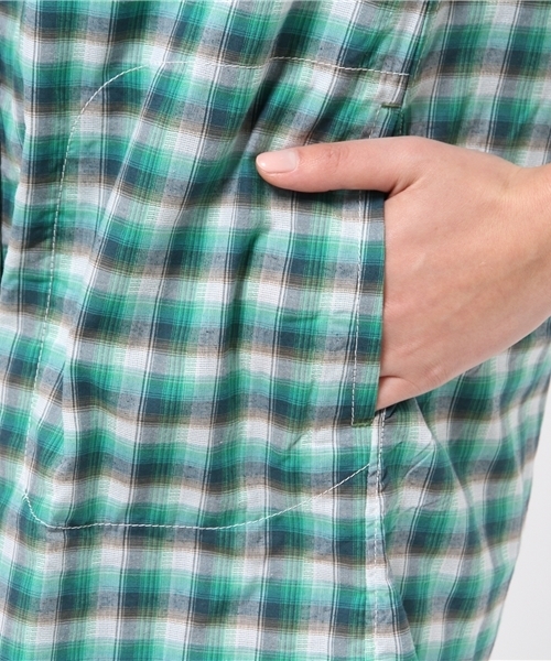 MARMOT(マーモット)の「ウイメンズパナマチェックワンピースシャツ(WS PANAMA CHECK ONE-PIECE SHIRT)(シャツワンピース・レディース・グリーン/ダークブルー/イエロー/オレンジ・SMALL/LARGE/MEDIUM)」の11枚目の写真