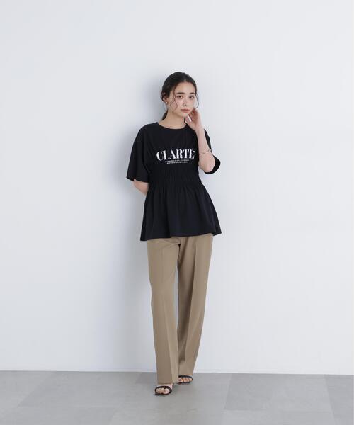 N.(N. Natural Beauty Basic)(エヌエヌナチュラルビューティーベーシック)の「シャーリングペプラムカットソー(Tシャツ/カットソー・レディース・ブラック/ベージュ/オフホワイト・フリ-)」の4枚目の写真