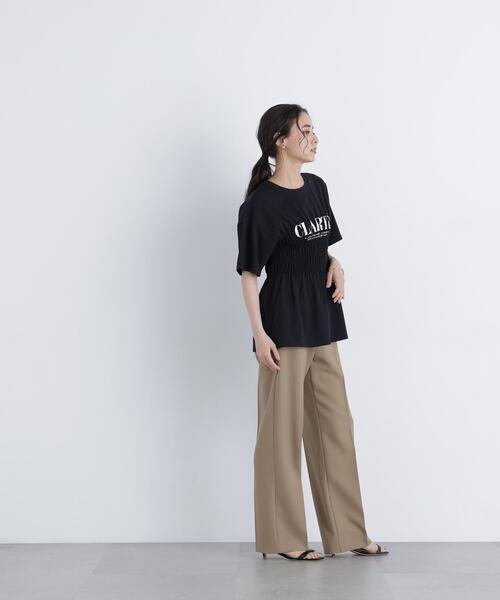 N.(N. Natural Beauty Basic)(エヌエヌナチュラルビューティーベーシック)の「シャーリングペプラムカットソー(Tシャツ/カットソー・レディース・ブラック/ベージュ/オフホワイト・フリ-)」の6枚目の写真
