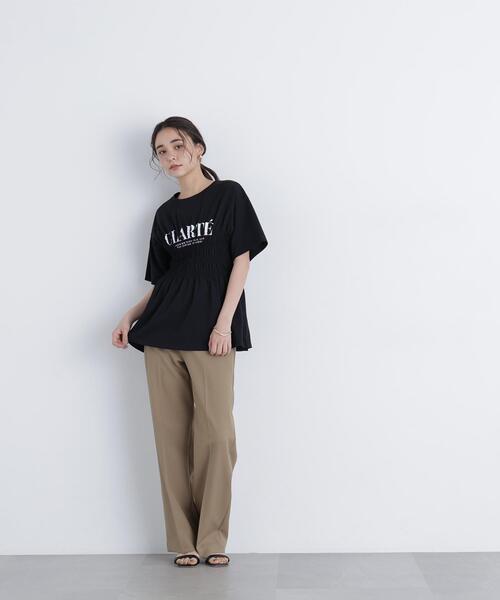 N.(N. Natural Beauty Basic)(エヌエヌナチュラルビューティーベーシック)の「シャーリングペプラムカットソー(Tシャツ/カットソー・レディース・ブラック/ベージュ/オフホワイト・フリ-)」の8枚目の写真