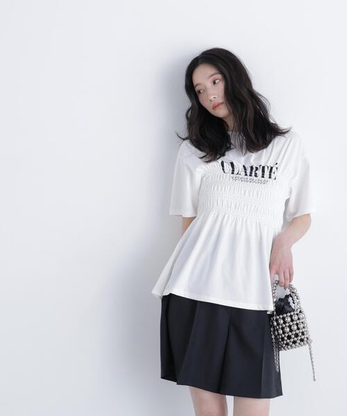 N.(N. Natural Beauty Basic)(エヌエヌナチュラルビューティーベーシック)の「シャーリングペプラムカットソー(Tシャツ/カットソー・レディース・ブラック/ベージュ/オフホワイト・フリ-)」の16枚目の写真