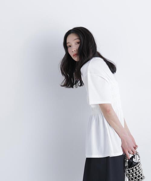 N.(N. Natural Beauty Basic)(エヌエヌナチュラルビューティーベーシック)の「シャーリングペプラムカットソー(Tシャツ/カットソー・レディース・ブラック/ベージュ/オフホワイト・フリ-)」の18枚目の写真