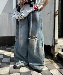 CIAOPANIC | スプレー加工ダメージワイドデニムパンツ(その他パンツ)