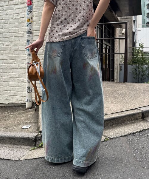 CIAOPANIC(チャオパニック)の「スプレー加工ダメージワイドデニムパンツ(その他パンツ・レディース・サックスブルー/ブルー・MEDIUM/SMALL)」の8枚目の写真