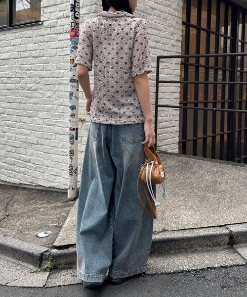 CIAOPANIC(チャオパニック)の「スプレー加工ダメージワイドデニムパンツ(その他パンツ・レディース・サックスブルー/ブルー・MEDIUM/SMALL)」の11枚目の写真