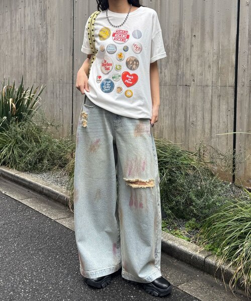 CIAOPANIC(チャオパニック)の「スプレー加工ダメージワイドデニムパンツ(その他パンツ・レディース・サックスブルー/ブルー・MEDIUM/SMALL)」の19枚目の写真
