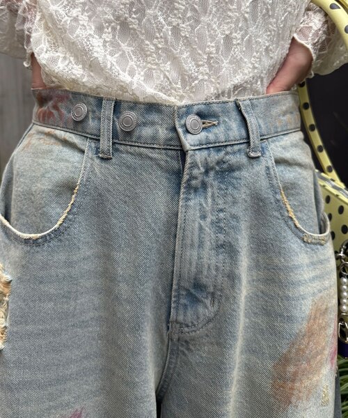 CIAOPANIC(チャオパニック)の「スプレー加工ダメージワイドデニムパンツ(その他パンツ・レディース・サックスブルー/ブルー・MEDIUM/SMALL)」の22枚目の写真