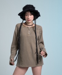 VI E DIT（ヴィエディット）の「Thermal Multi-Stud Henry Neck/サーマルマルチスタッズヘンリーネック（Tシャツ/カットソー）」