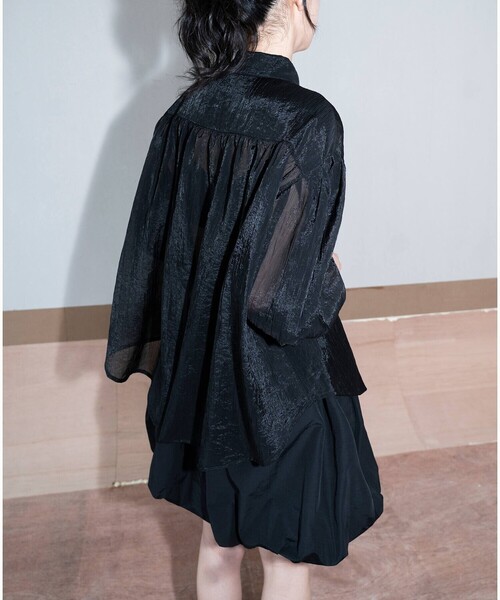 Bshop(ビショップ)の「eunoia| 長袖 シアーシャツ WOMEN(シャツ/ブラウス・レディース・ホワイト/ブラック・ONE)」の10枚目の写真