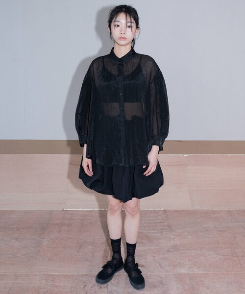 Bshop(ビショップ)の「eunoia| 長袖 シアーシャツ WOMEN(シャツ/ブラウス・レディース・ホワイト/ブラック・ONE)」の12枚目の写真