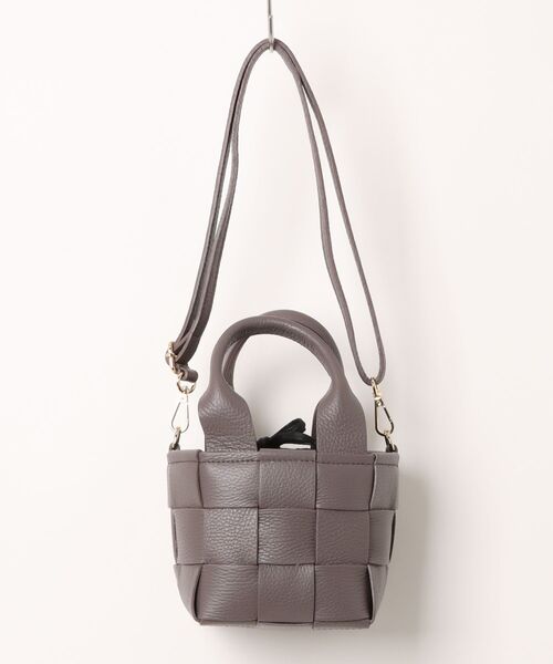 MARLON FIRENZE（マーロンフィレンツェ）の「Secchiello Marge Check Intreccio Bag（ショルダーバッグ・レディース・ベージュ/ブラック/グレー・ONE SIZE）」の2枚目の写真