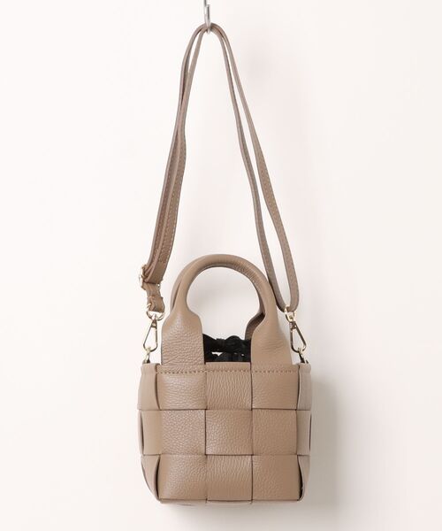 MARLON FIRENZE（マーロンフィレンツェ）の「Secchiello Marge Check Intreccio Bag（ショルダーバッグ・レディース・ベージュ/ブラック/グレー・ONE SIZE）」の4枚目の写真