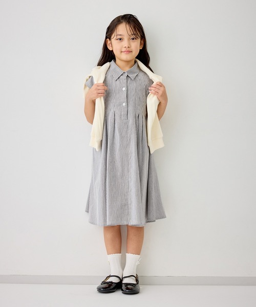 ROPE' PICNIC（ロペピクニック）の「【KIDS/キッズ】コードレーンシャツワンピース（シャツワンピース・キッズ・サックスブルー/ブラック系その他・150/140/130/120）」の2枚目の写真