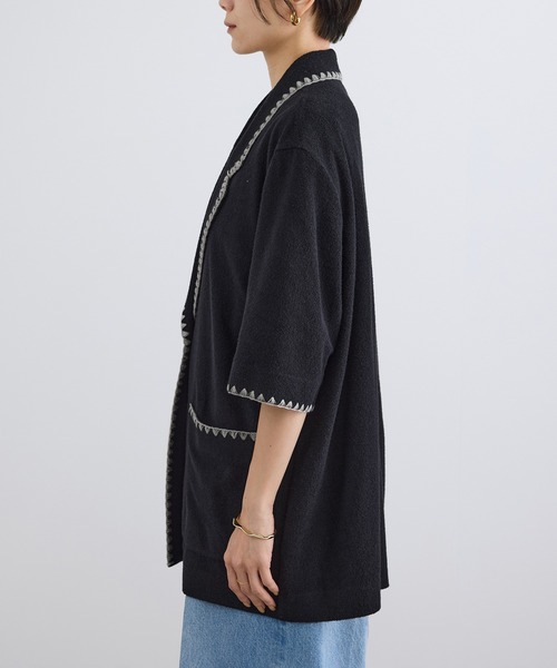 SALON adam et rope'（サロン アダム エ ロペ）の「ミニパイルハーフスリーブジャケット / セットアップ対応（テーラードジャケット・レディース・キナリ/ブラック・FREE）」の9枚目の写真