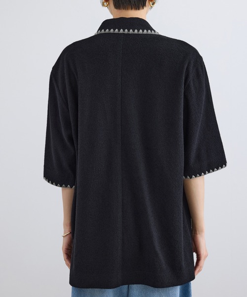 SALON adam et rope'（サロン アダム エ ロペ）の「ミニパイルハーフスリーブジャケット / セットアップ対応（テーラードジャケット・レディース・キナリ/ブラック・FREE）」の10枚目の写真