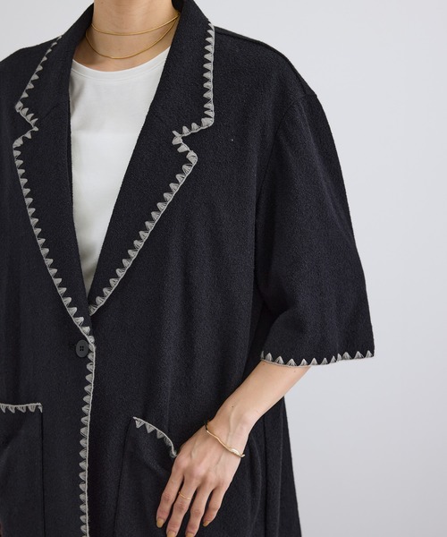 SALON adam et rope'（サロン アダム エ ロペ）の「ミニパイルハーフスリーブジャケット / セットアップ対応（テーラードジャケット・レディース・キナリ/ブラック・FREE）」の11枚目の写真