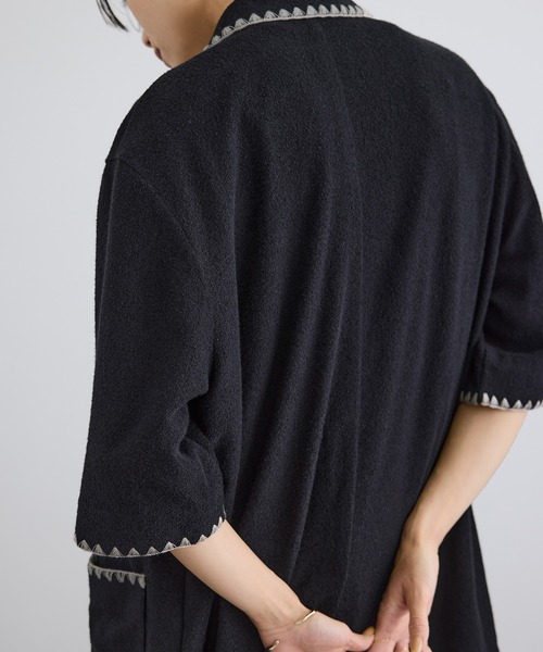 SALON adam et rope'（サロン アダム エ ロペ）の「ミニパイルハーフスリーブジャケット / セットアップ対応（テーラードジャケット・レディース・キナリ/ブラック・FREE）」の16枚目の写真