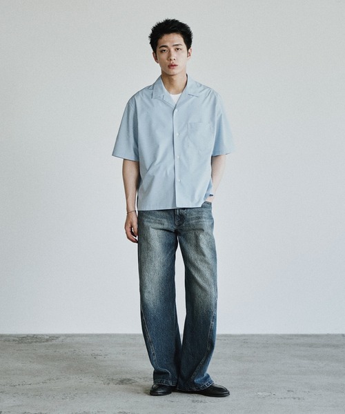 WYM LIDNM（ウィム バイ リドム）の「MICRO SPAN CROPPED H/S SHIRT（シャツ/ブラウス・メンズ・サックスブルー/オフホワイト/チャコール/ストライプ・S/M/L）」の11枚目の写真