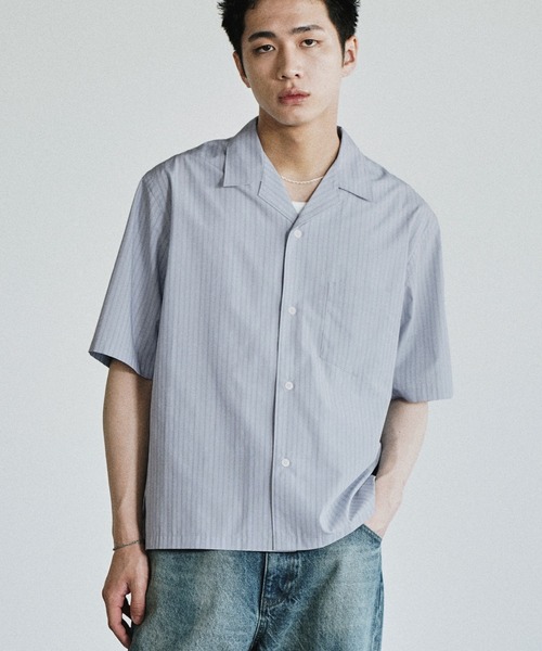 WYM LIDNM（ウィム バイ リドム）の「MICRO SPAN CROPPED H/S SHIRT（シャツ/ブラウス・メンズ・サックスブルー/オフホワイト/チャコール/ストライプ・S/M/L）」の8枚目の写真